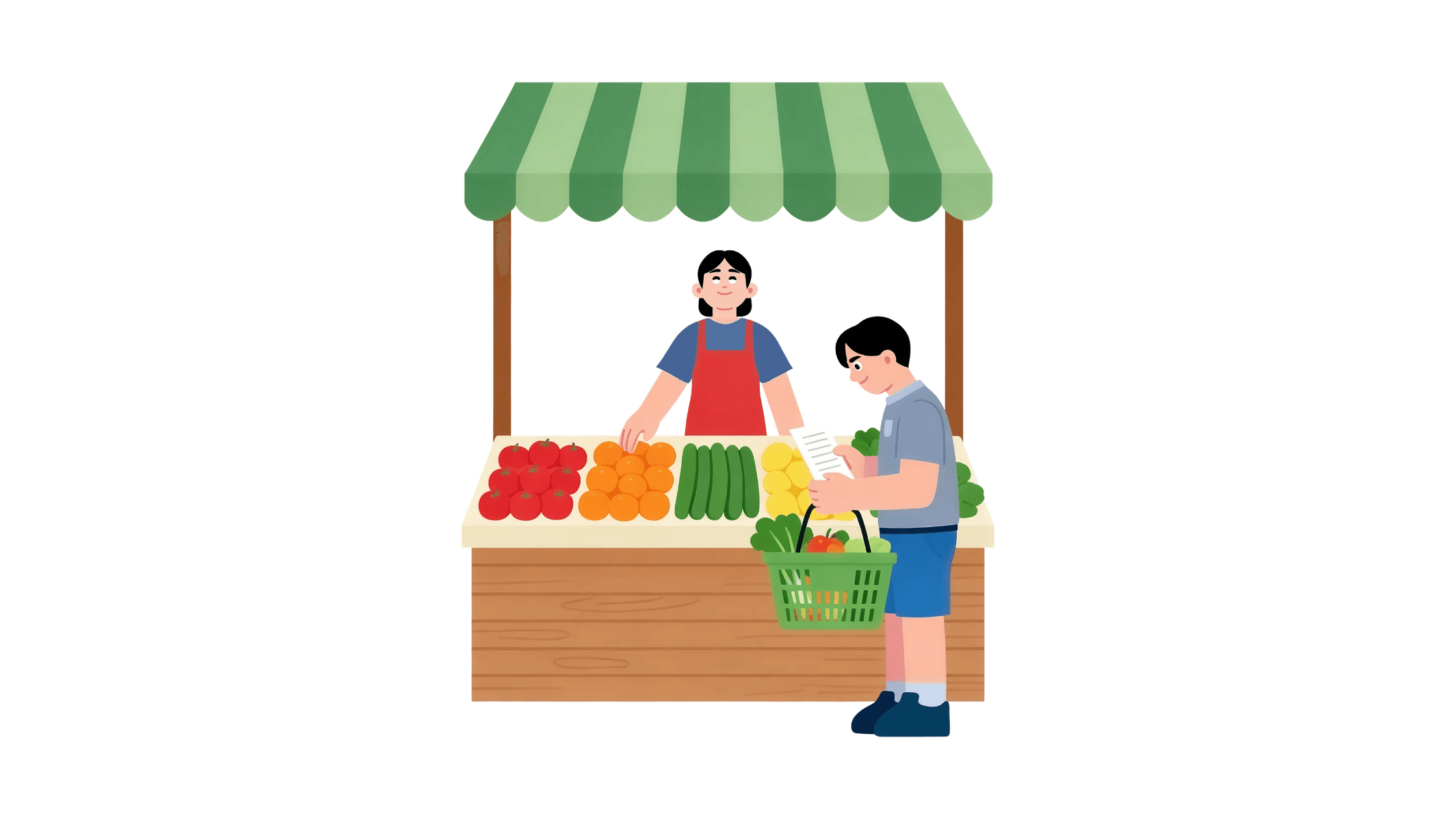 Buyer with fresh vegetables